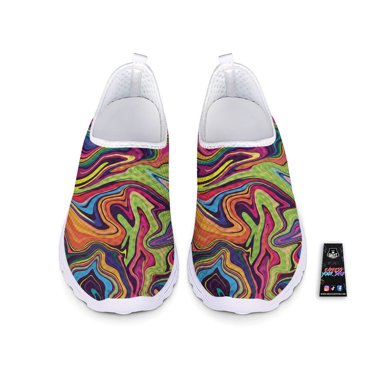 Colorful Psychedelic Print Nurse Shoes-grizzshop