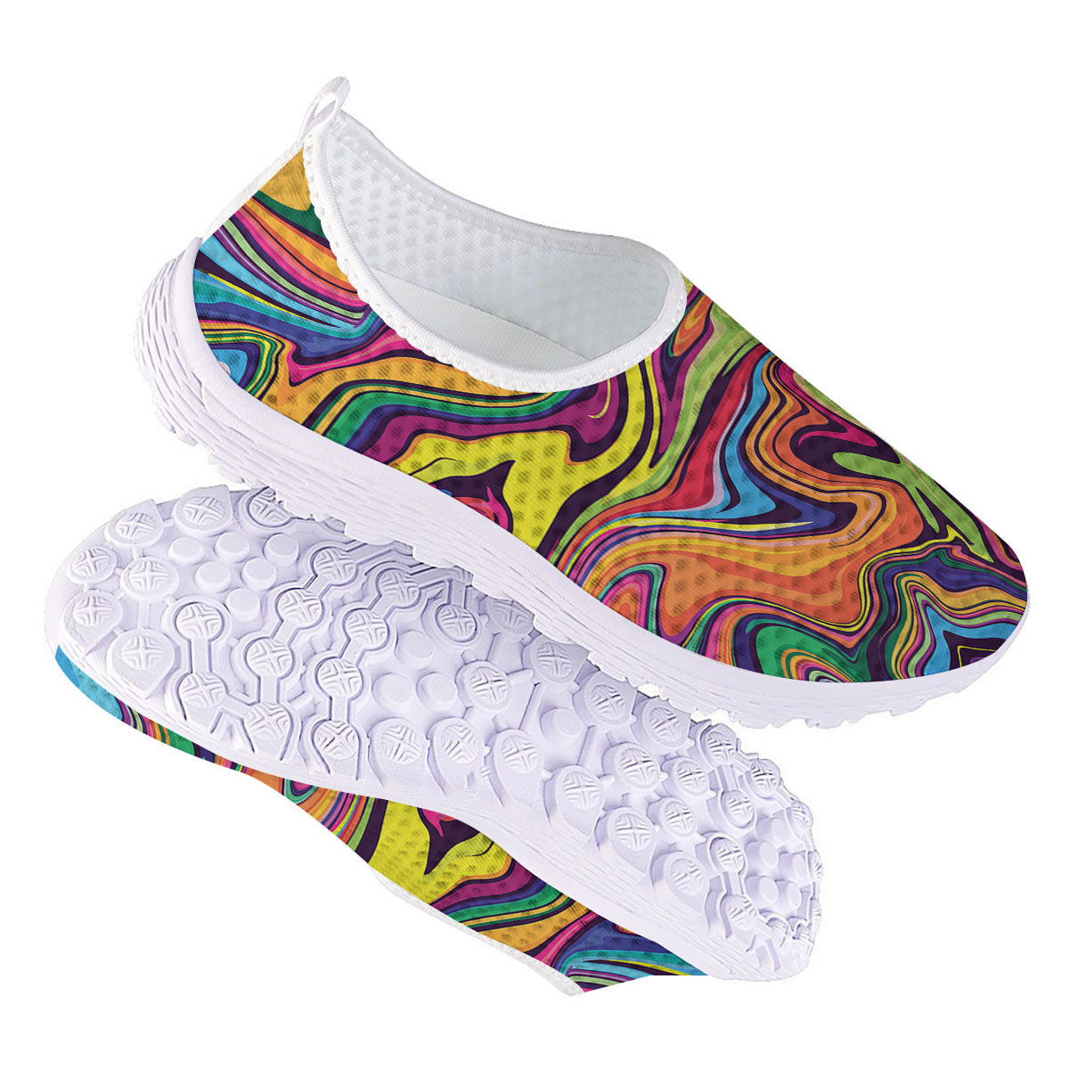 Colorful Psychedelic Print Nurse Shoes-grizzshop