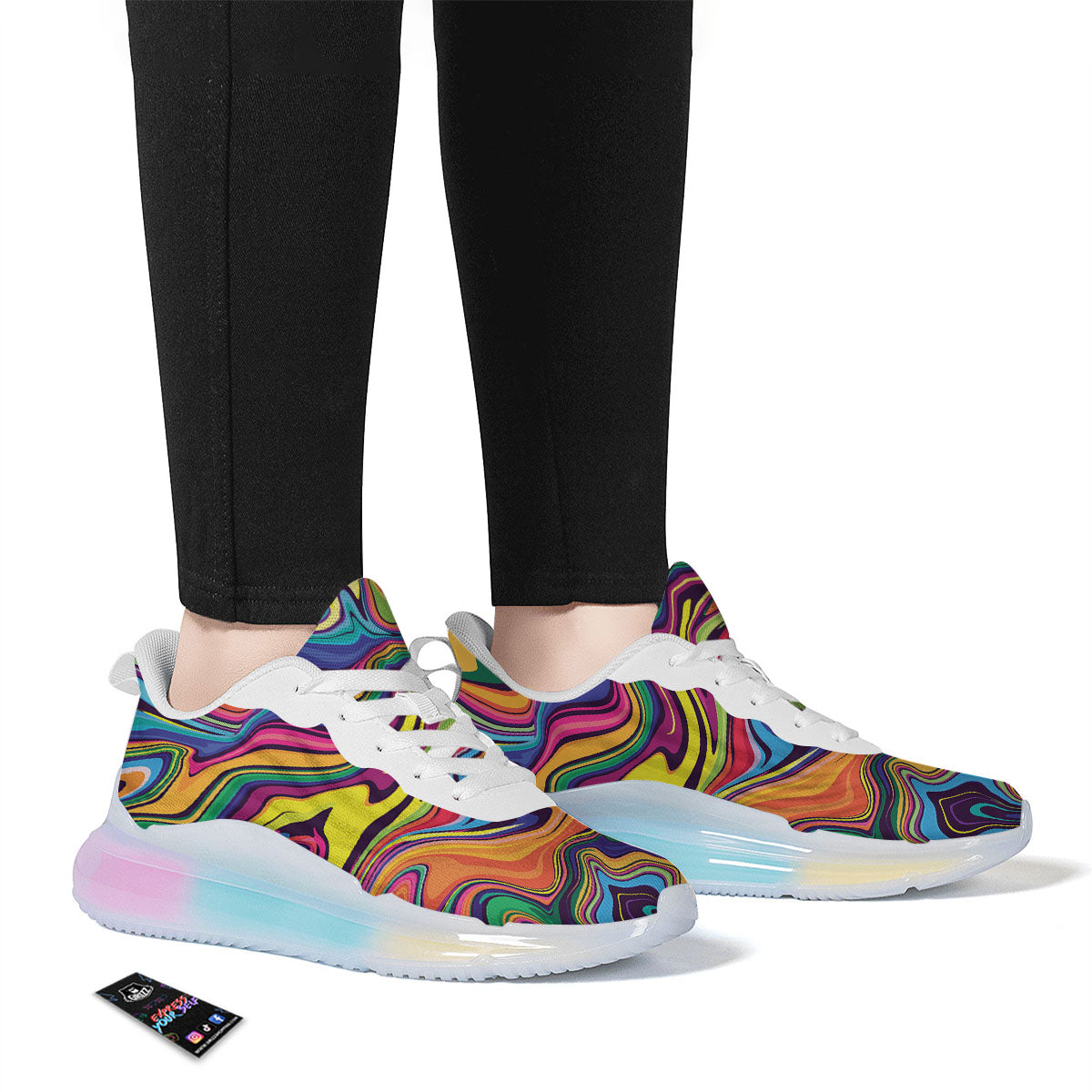 Colorful Psychedelic Print Running Sneakers-grizzshop