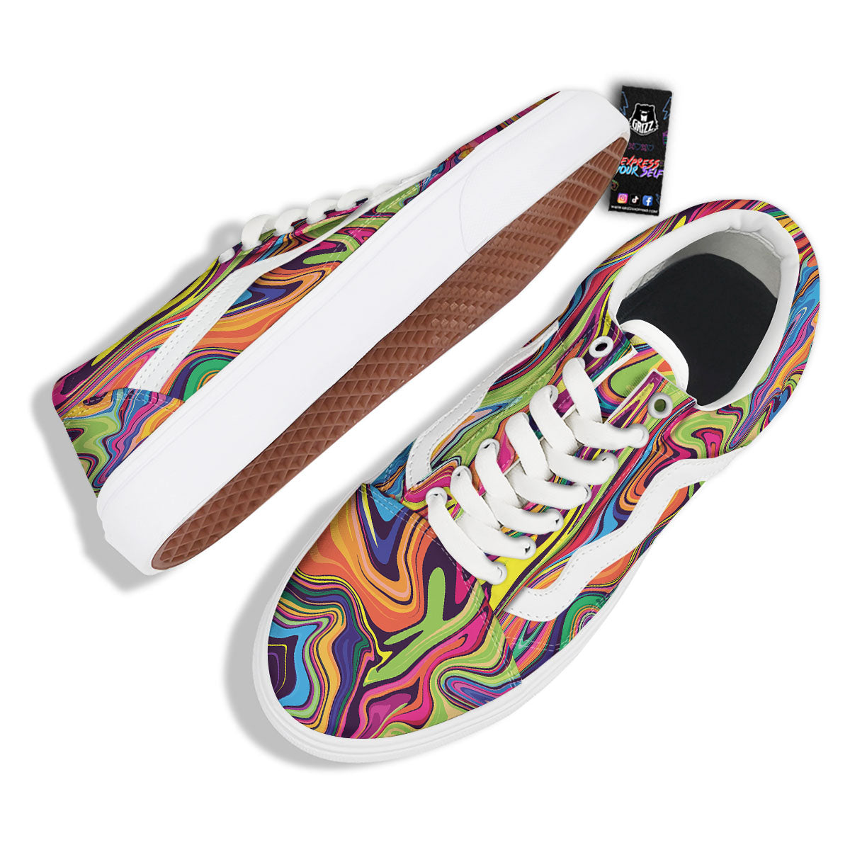 Colorful Psychedelic Print Skate Shoes-grizzshop
