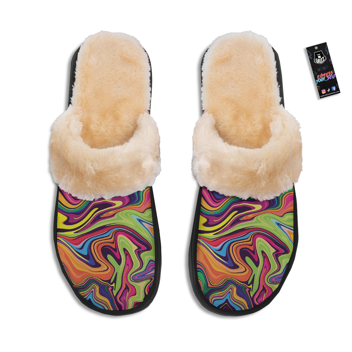 Colorful Psychedelic Print Slippers-grizzshop