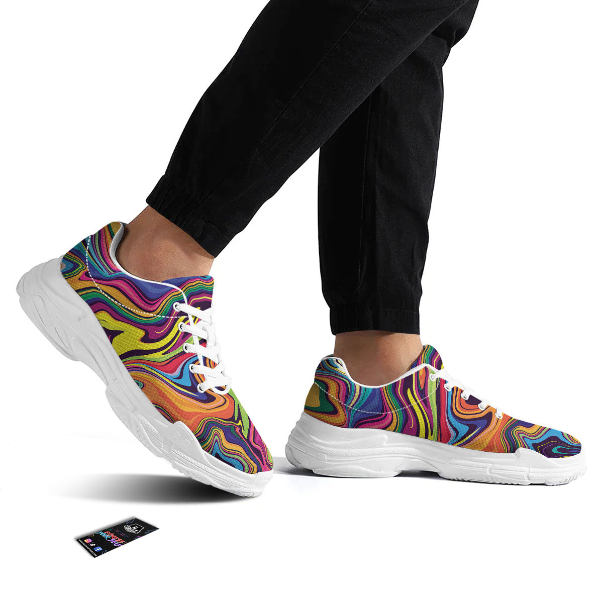 Colorful Psychedelic Print White Chunky Shoes-grizzshop