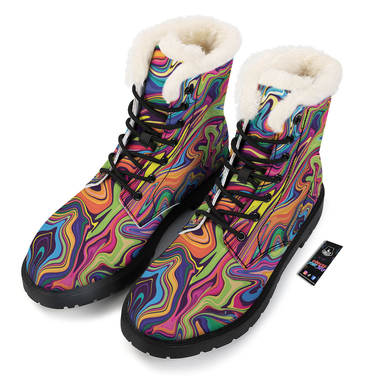 Colorful Psychedelic Print Winter Boots-grizzshop