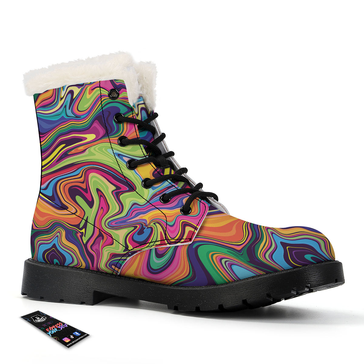 Colorful Psychedelic Print Winter Boots-grizzshop