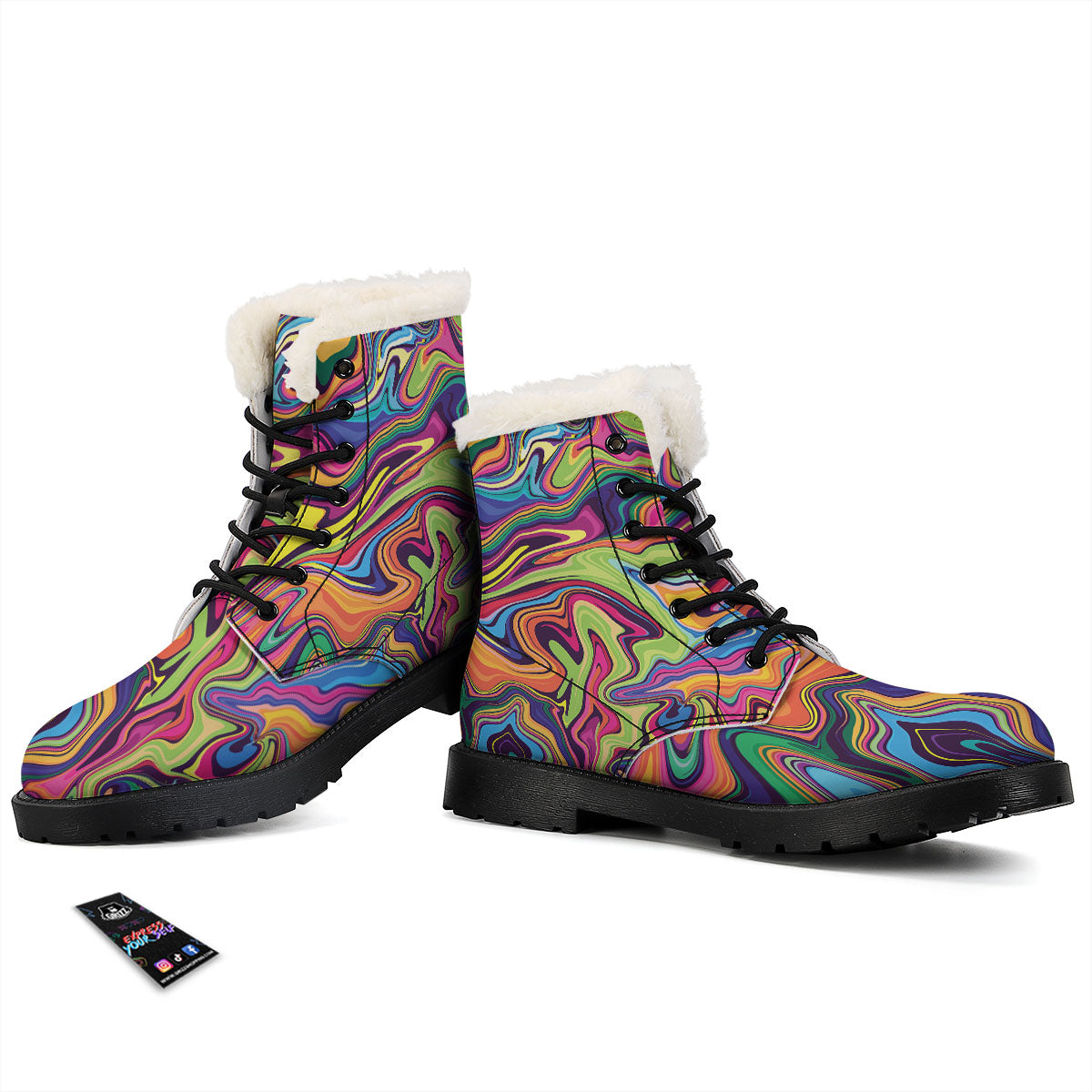 Colorful Psychedelic Print Winter Boots-grizzshop