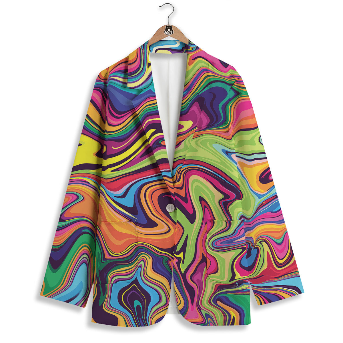 Colorful Psychedelic Print Women's Blazer-grizzshop