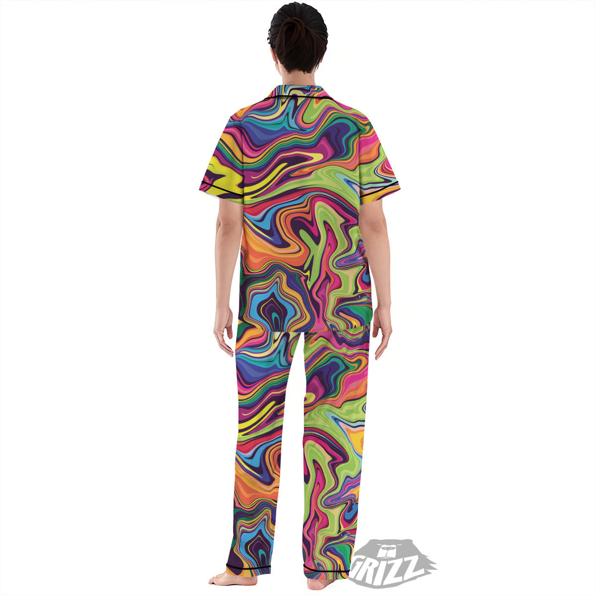 Colorful Psychedelic Print Women's Pajamas Set-grizzshop
