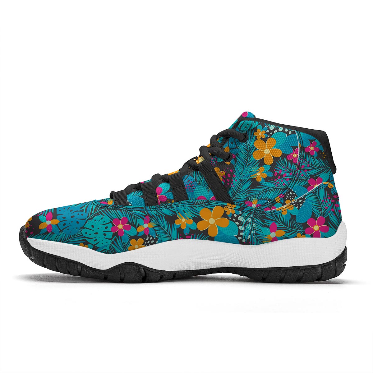 Colorful Retro Aliens Face Print Pattern Black Bball Shoes-grizzshop