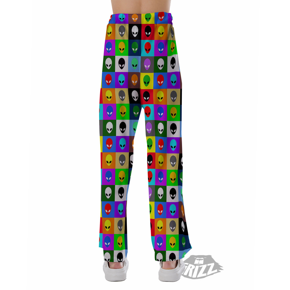 Colorful Retro Aliens Face Print Pattern Pajama Pants-grizzshop