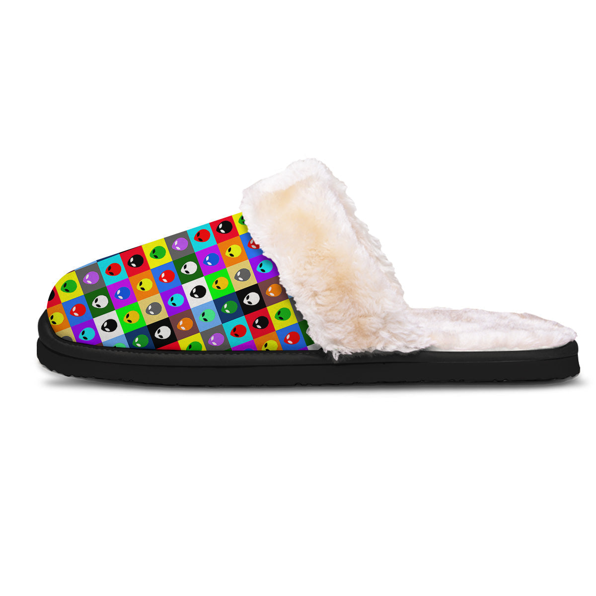 Colorful Retro Aliens Face Print Pattern Slippers-grizzshop