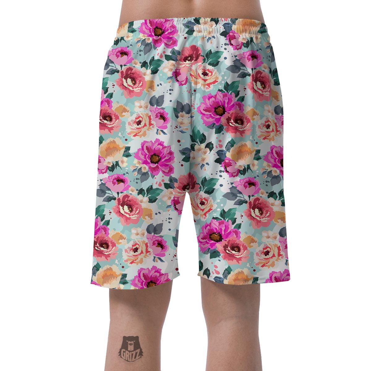 Colorful Rose Floral Men's Shorts-grizzshop