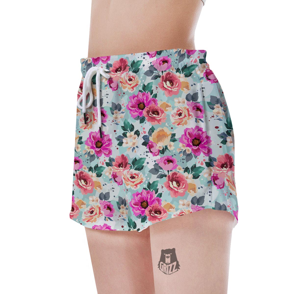 Colorful Rose Floral Women's Shorts-grizzshop