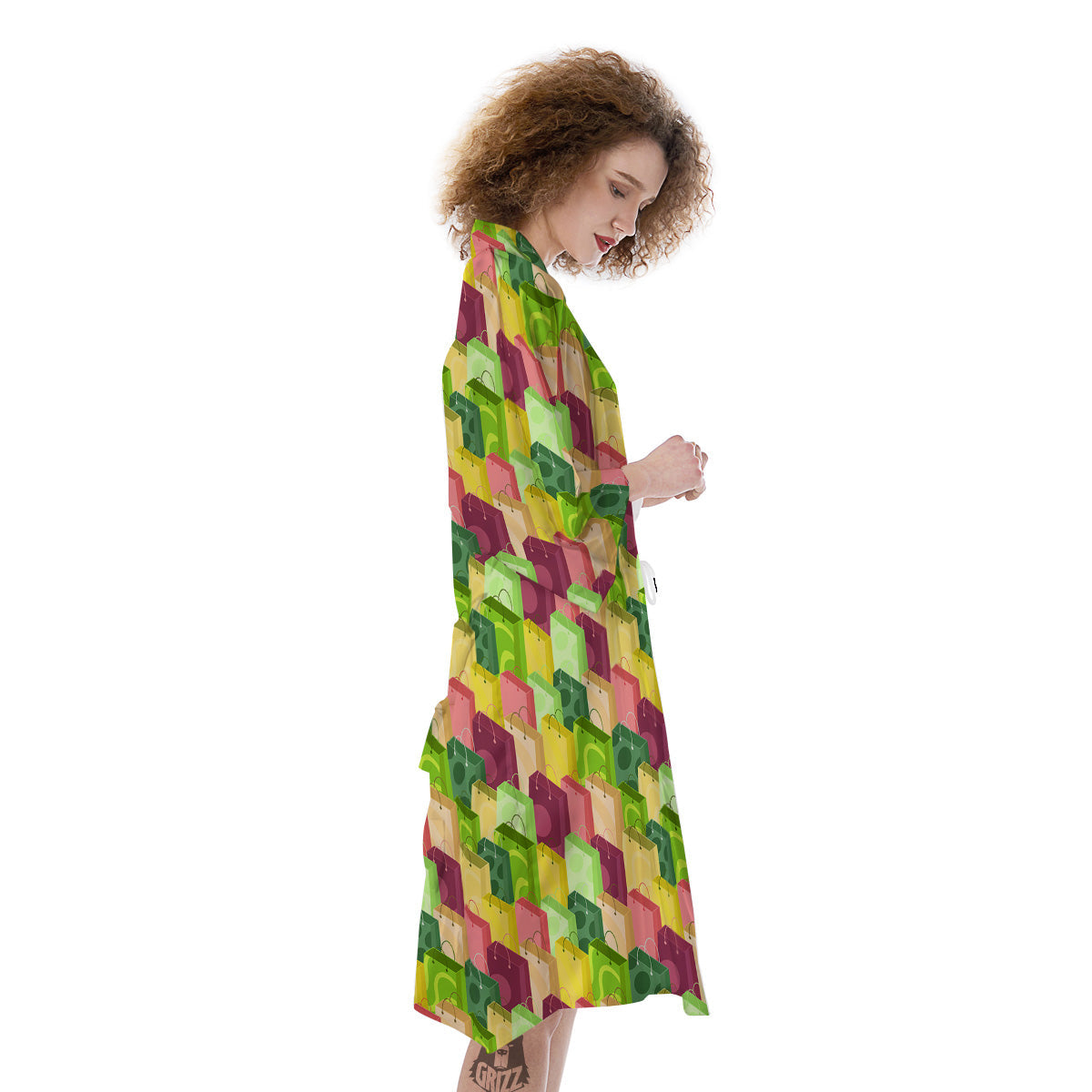 Colorful Shopping Bags Print Pattern Kimono-grizzshop