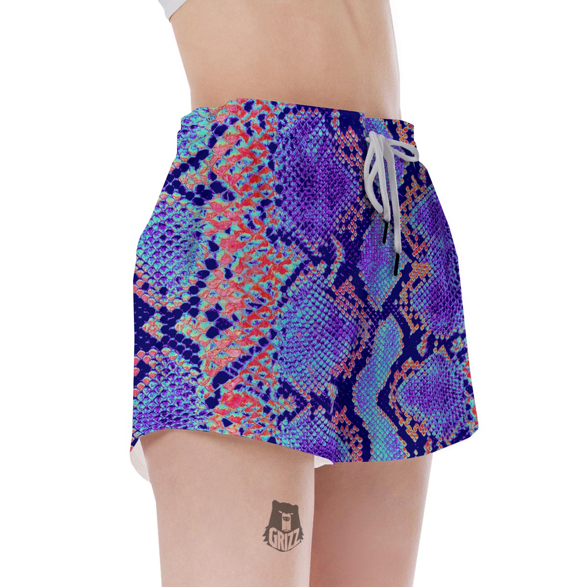 Colorful Snakeskin Print Women's Shorts-grizzshop