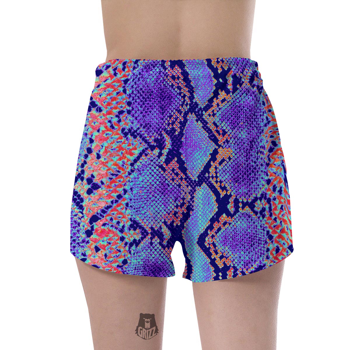 Colorful Snakeskin Print Women's Shorts-grizzshop