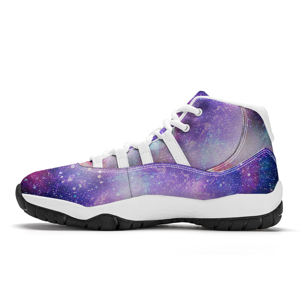 Colorful Star Galxay Space Print White Bball Shoes-grizzshop