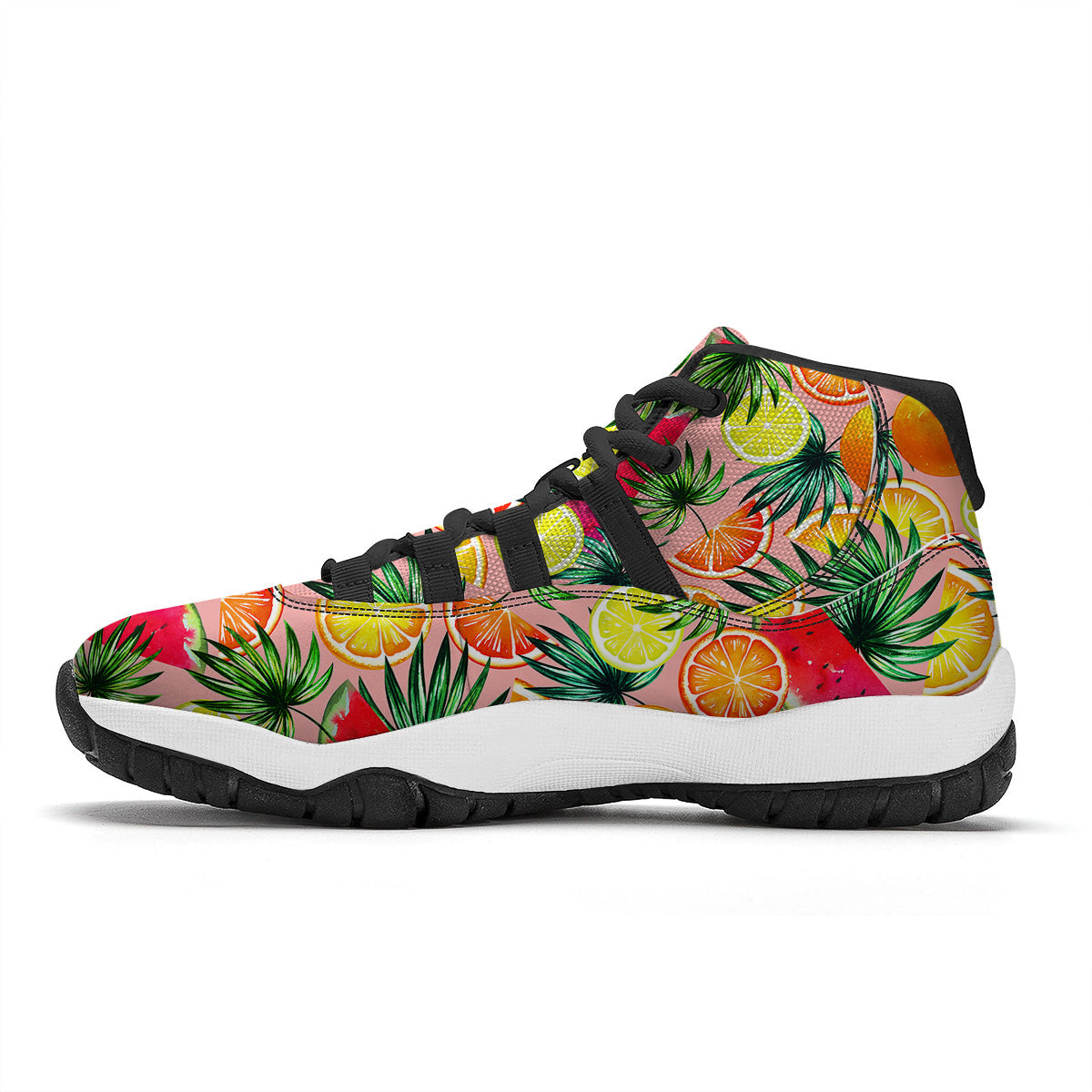 Colorful Tie Dye Wavy Hippie Print Black Bball Shoes-grizzshop