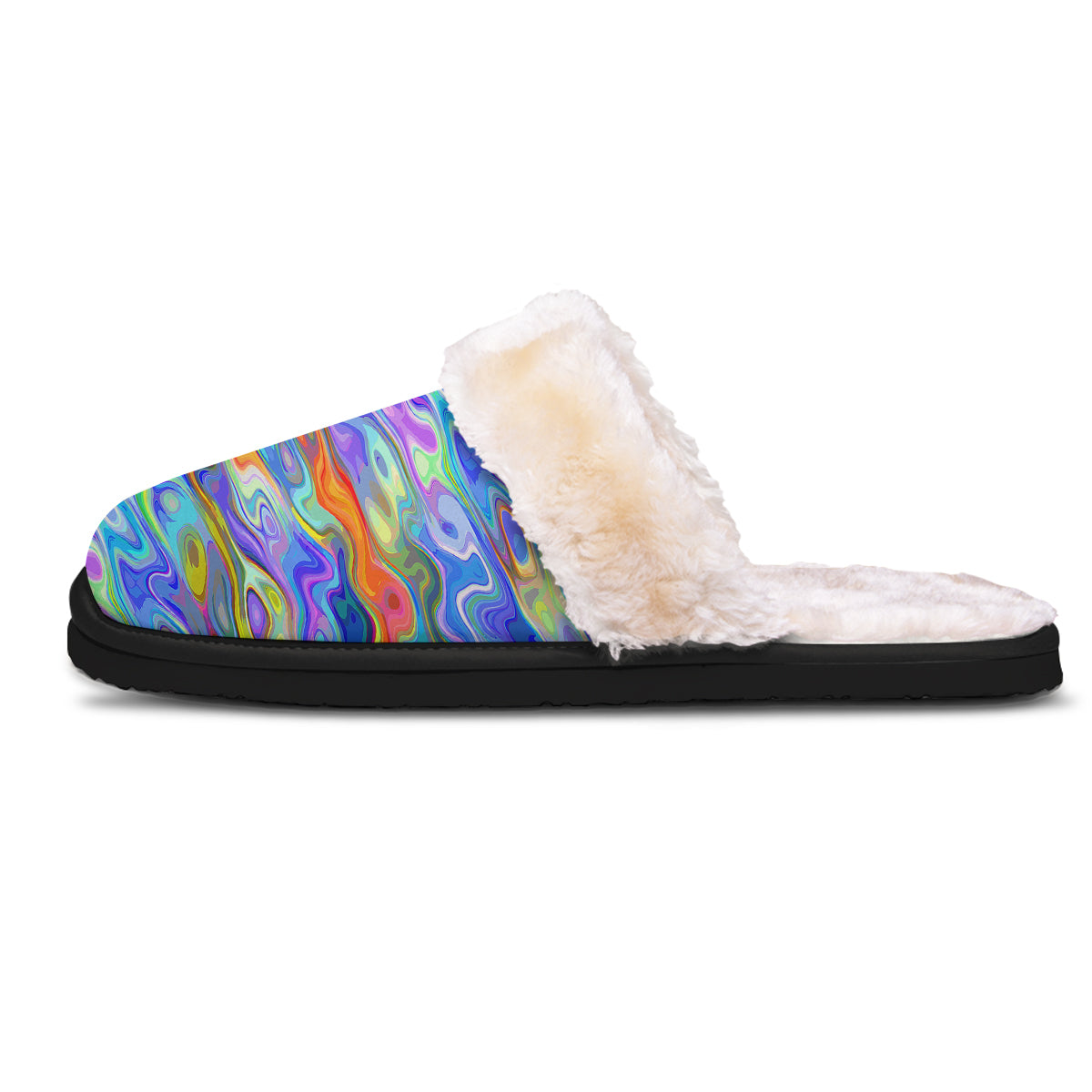 Colorful Tie Dye Wavy Hippie Print Slippers-grizzshop