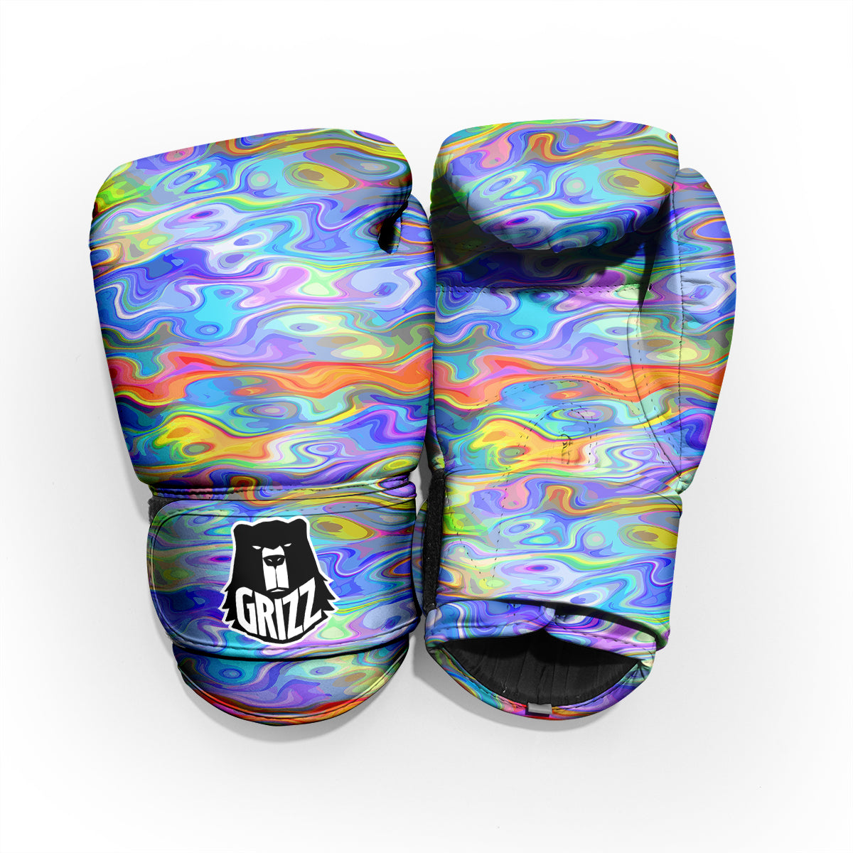 Colorful Tie Dye Wavy Hippie Print Pro Boxing Glove