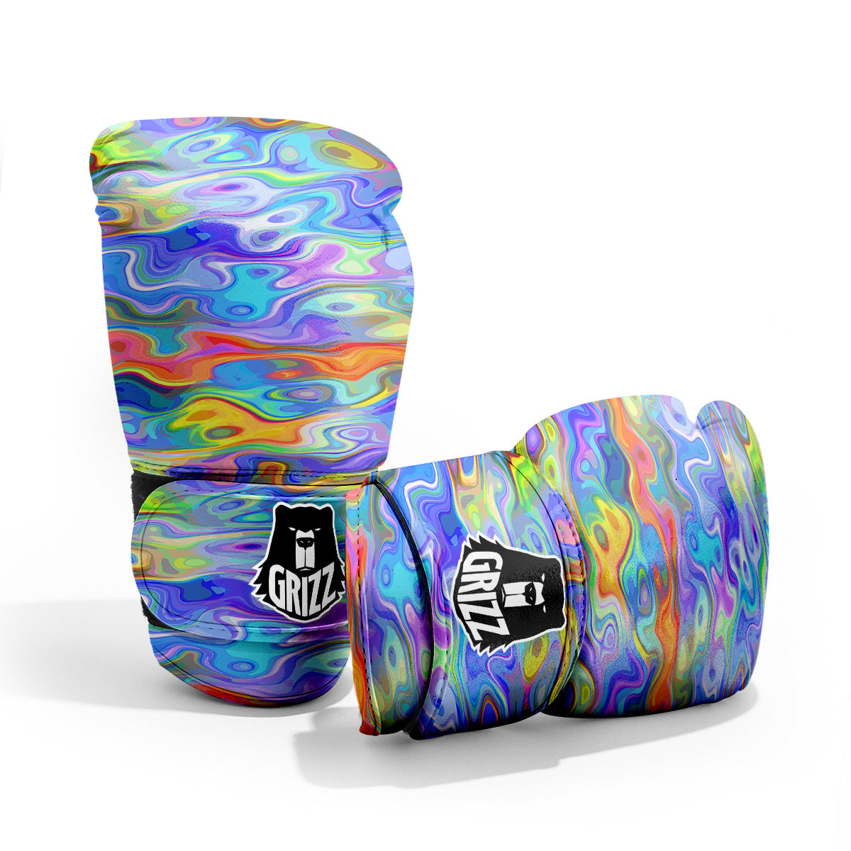 Colorful Tie Dye Wavy Hippie Print Pro Boxing Glove