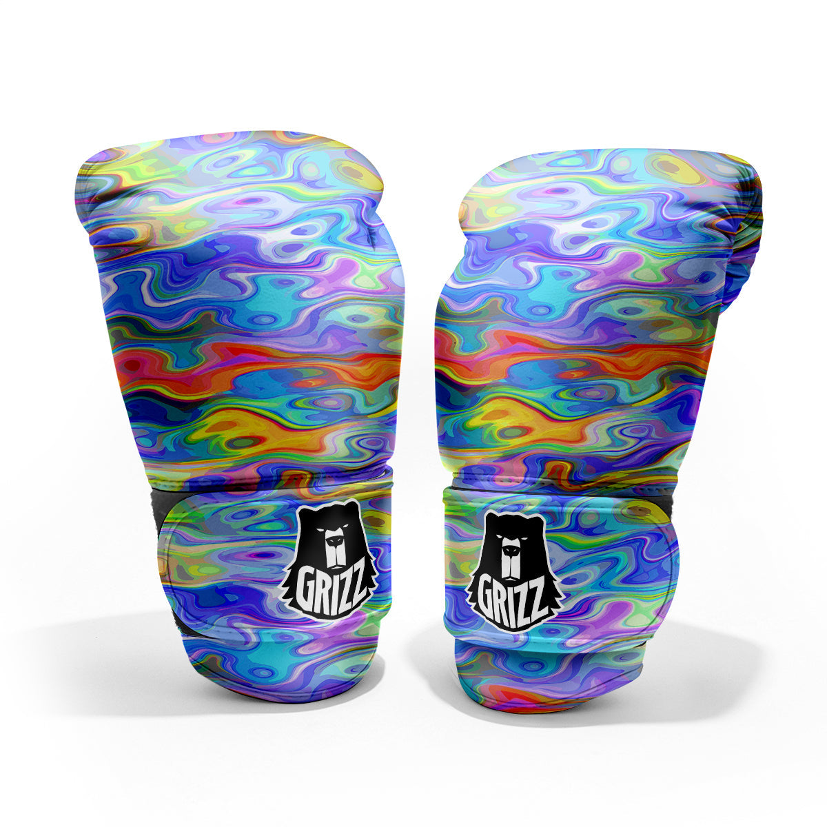 Colorful Tie Dye Wavy Hippie Print Pro Boxing Glove