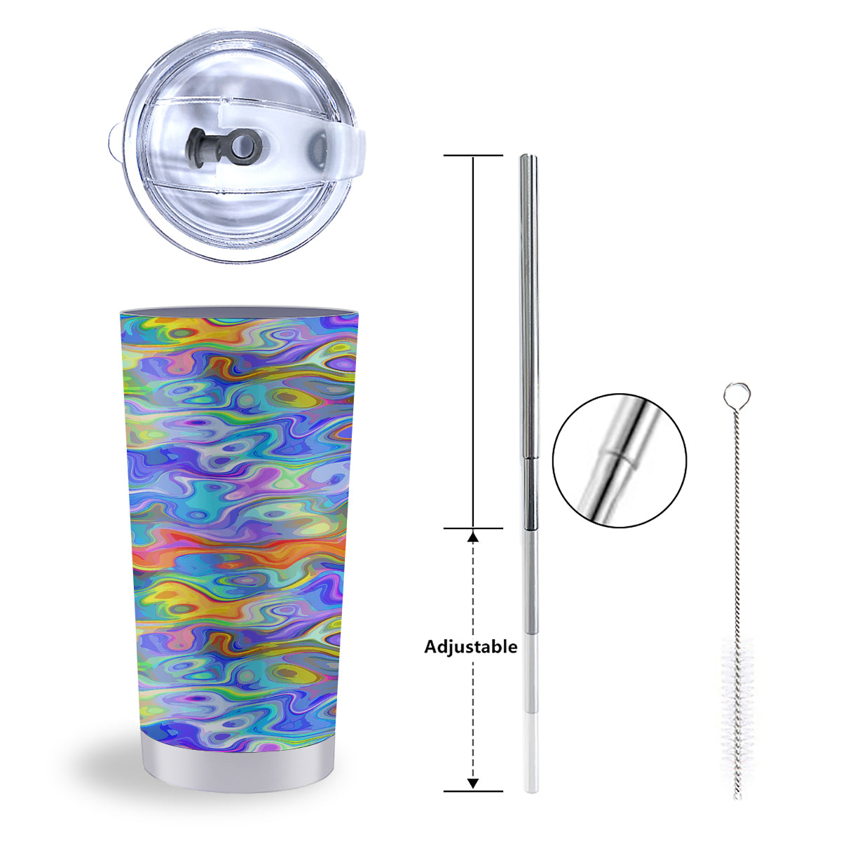 Colorful Tie Dye Wavy Hippie Print Tumbler-grizzshop