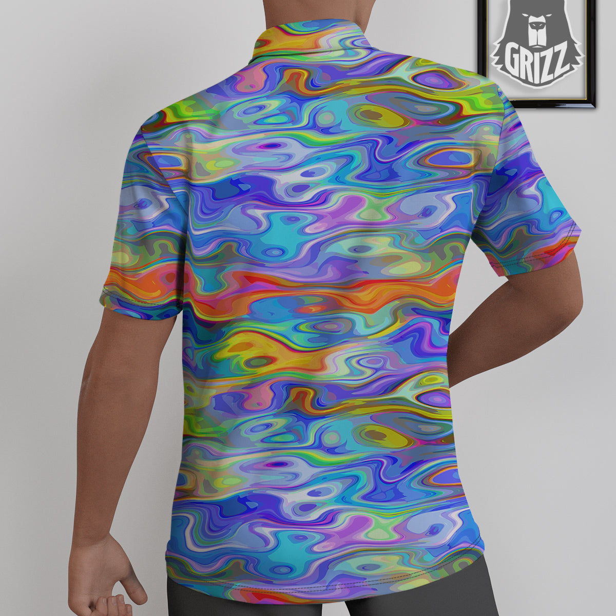 Colorful Tie Dye Wavy Hippie Print Untucked Shirts-grizzshop