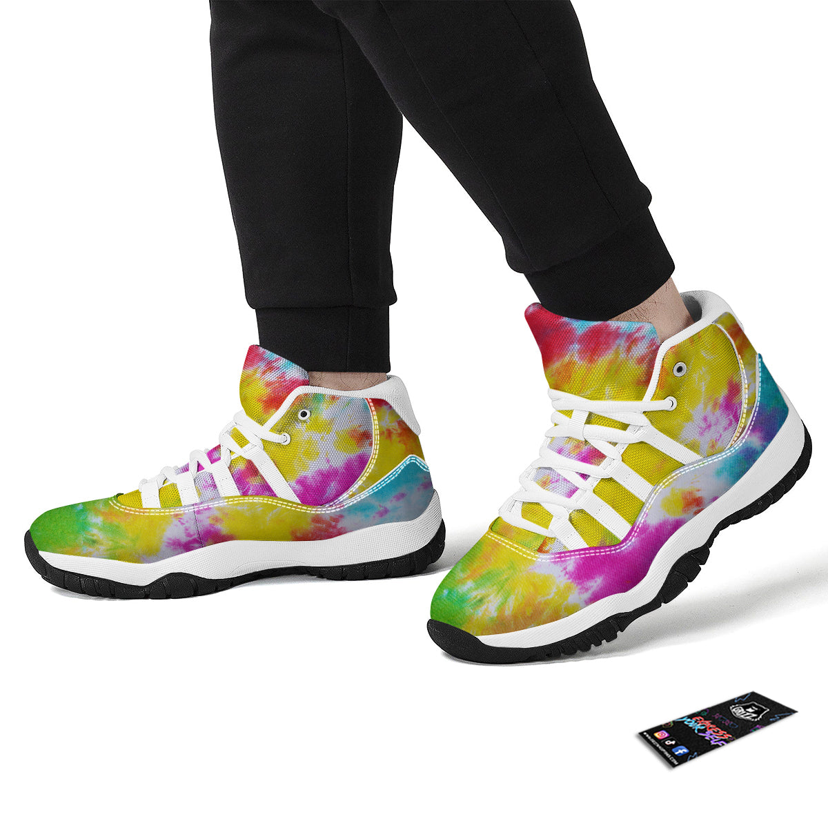 Colorful Tie Dye White Bball Shoes-grizzshop
