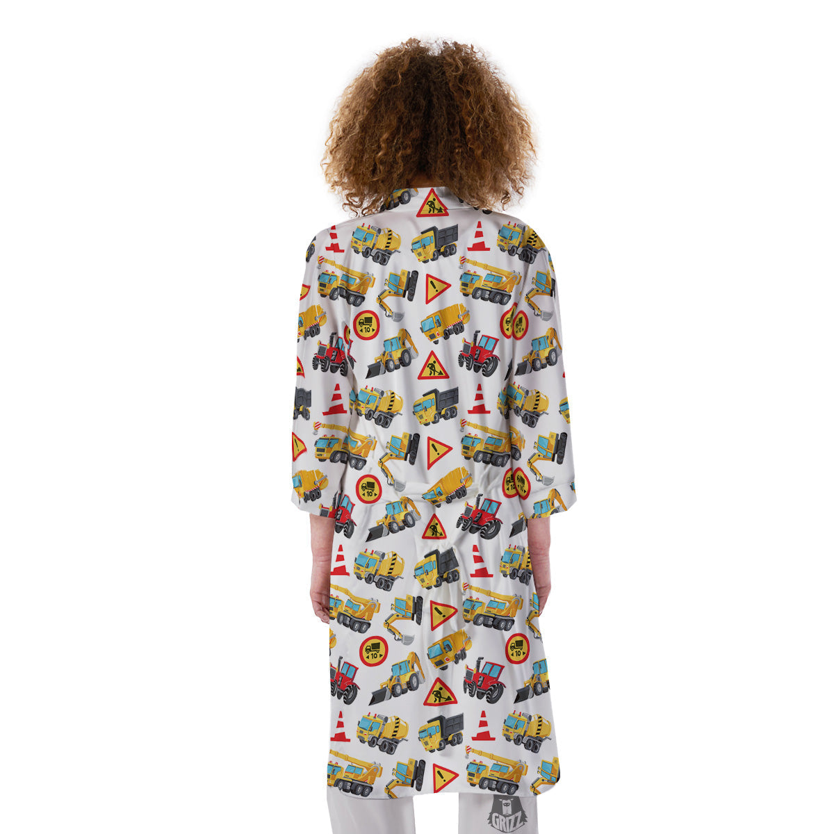 Colorful Toy Trucks And Tractor Print Pattern Kimono-grizzshop