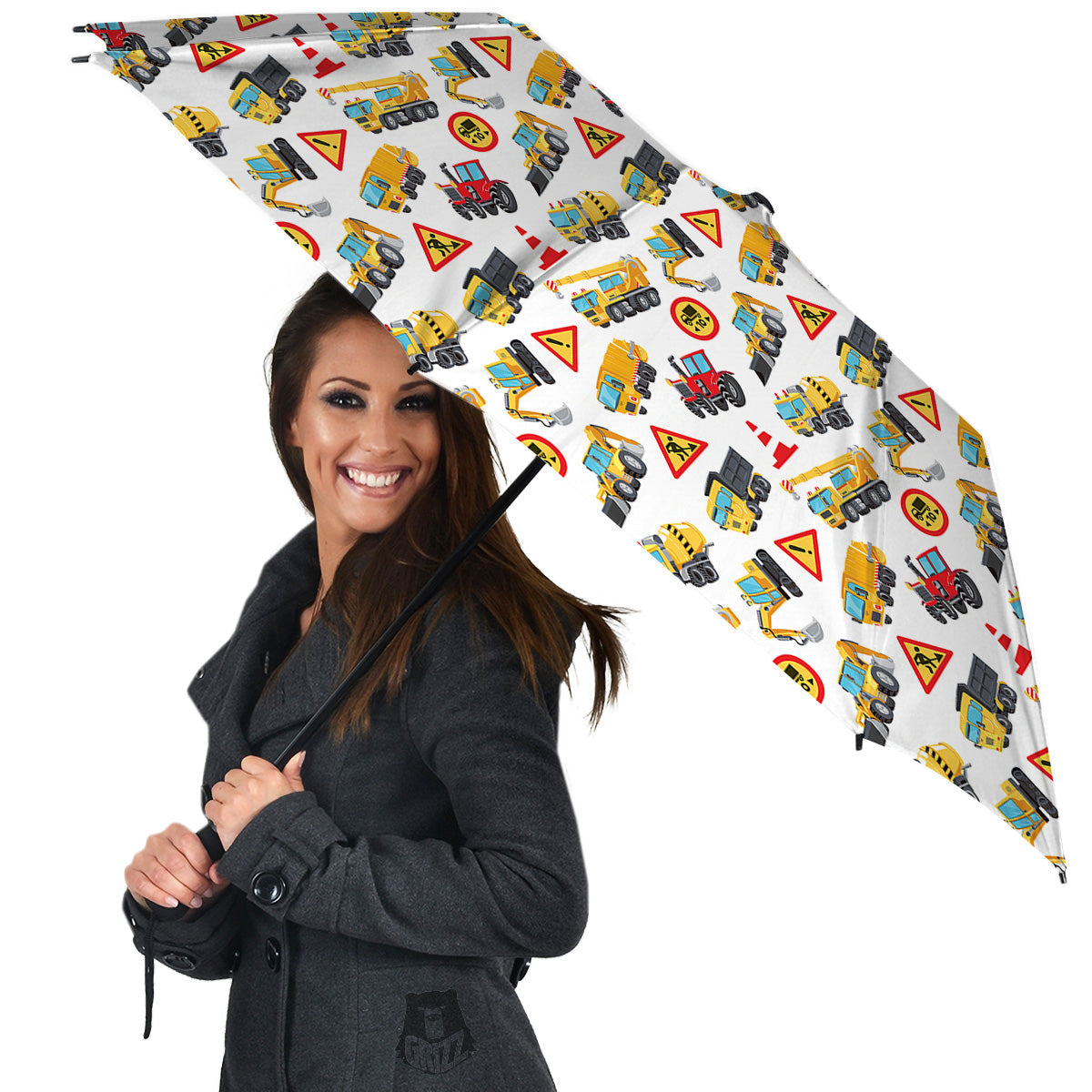 Colorful Toy Trucks And Tractor Print Pattern Umbrella-grizzshop