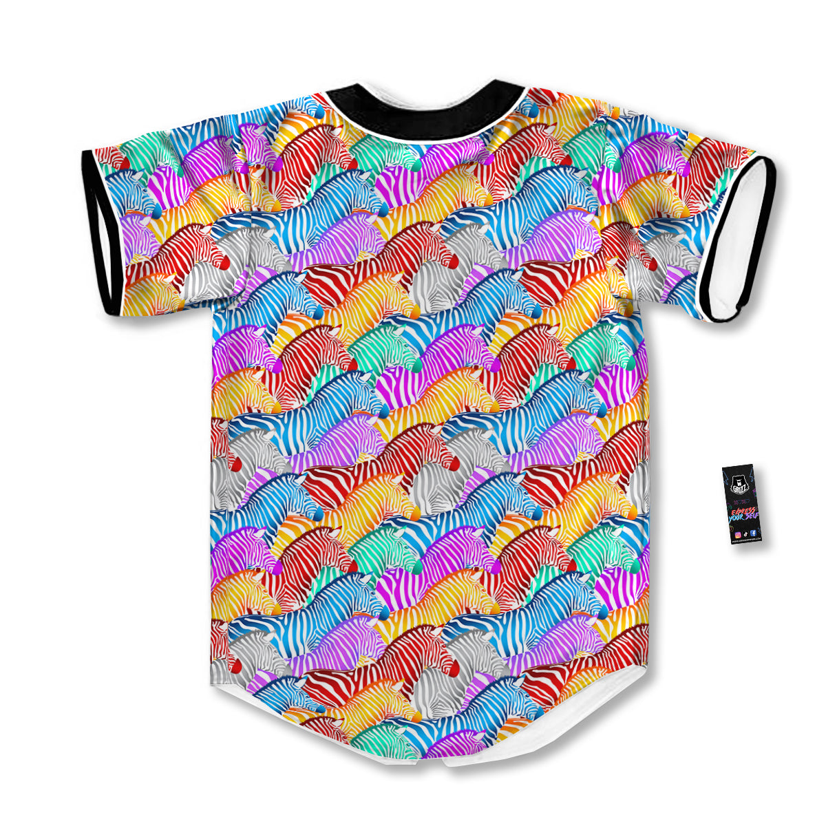 Colorful Zebra Print Pattern Baseball Jersey-grizzshop