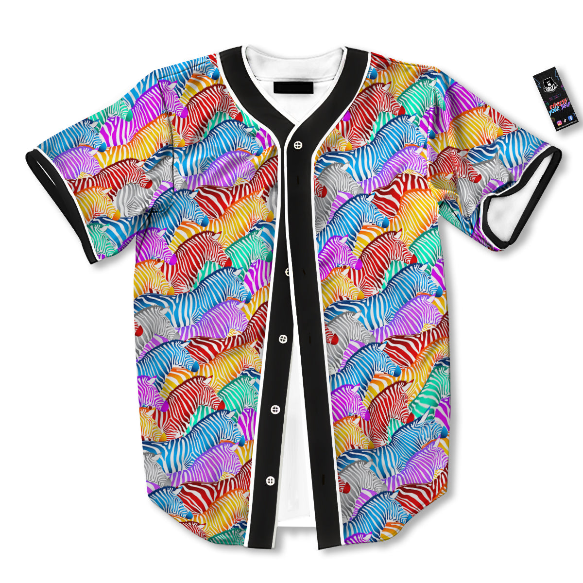 Colorful Zebra Print Pattern Baseball Jersey-grizzshop