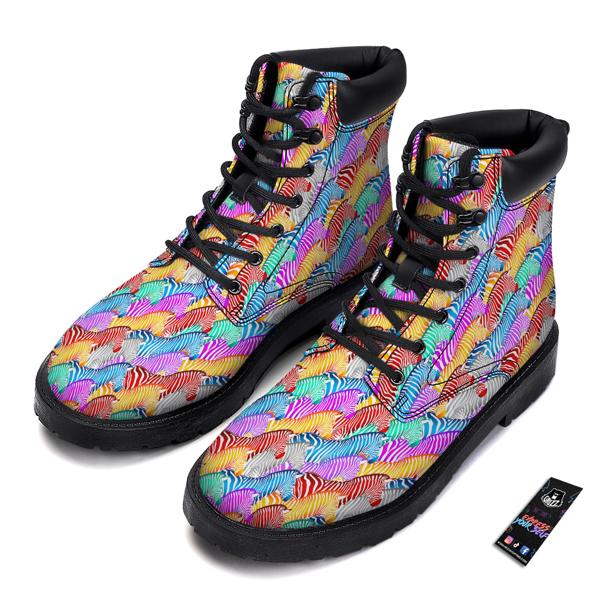 Colorful Zebra Print Pattern Boots-grizzshop