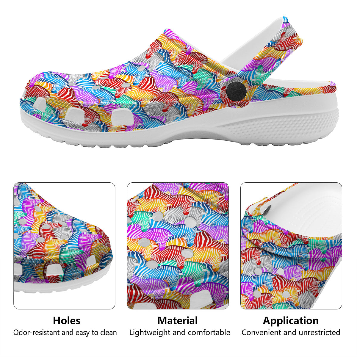 Colorful Zebra Print Pattern Clog-grizzshop