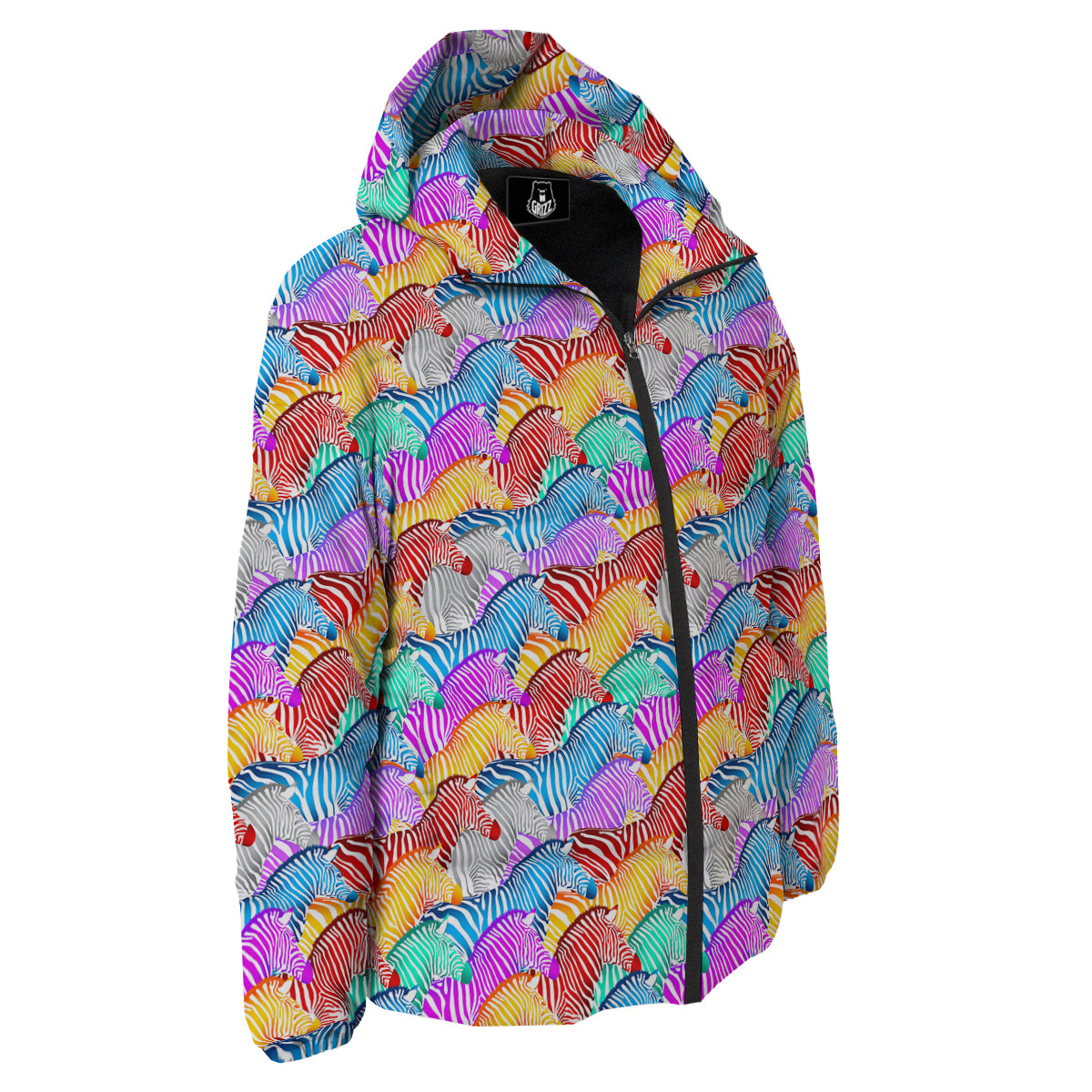 Colorful Zebra Print Pattern Down Jacket-grizzshop