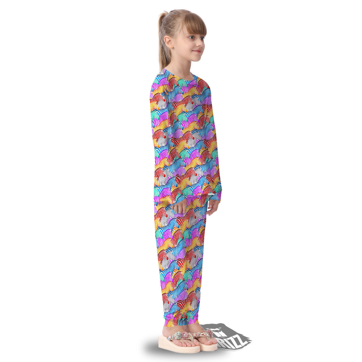 Colorful Zebra Print Pattern Kid's Pajamas-grizzshop