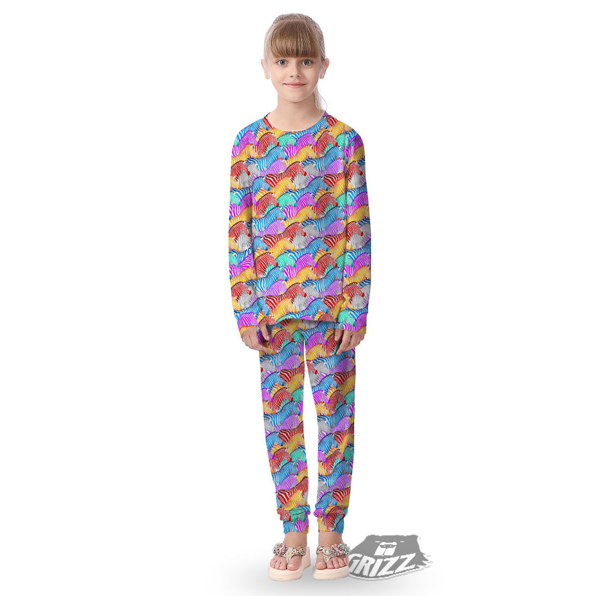 Colorful Zebra Print Pattern Kid's Pajamas-grizzshop
