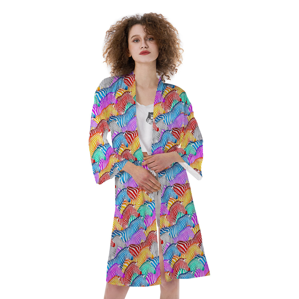 Colorful Zebra Print Pattern Kimono-grizzshop