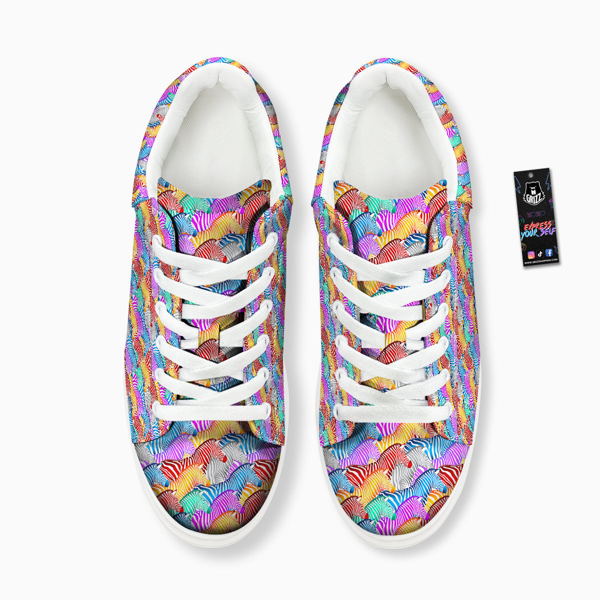 Colorful Zebra Print Pattern Platform Shoes-grizzshop