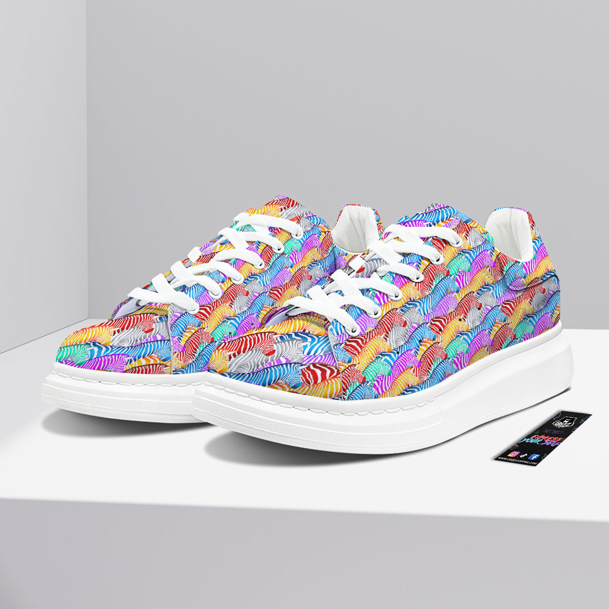 Colorful Zebra Print Pattern Platform Shoes-grizzshop