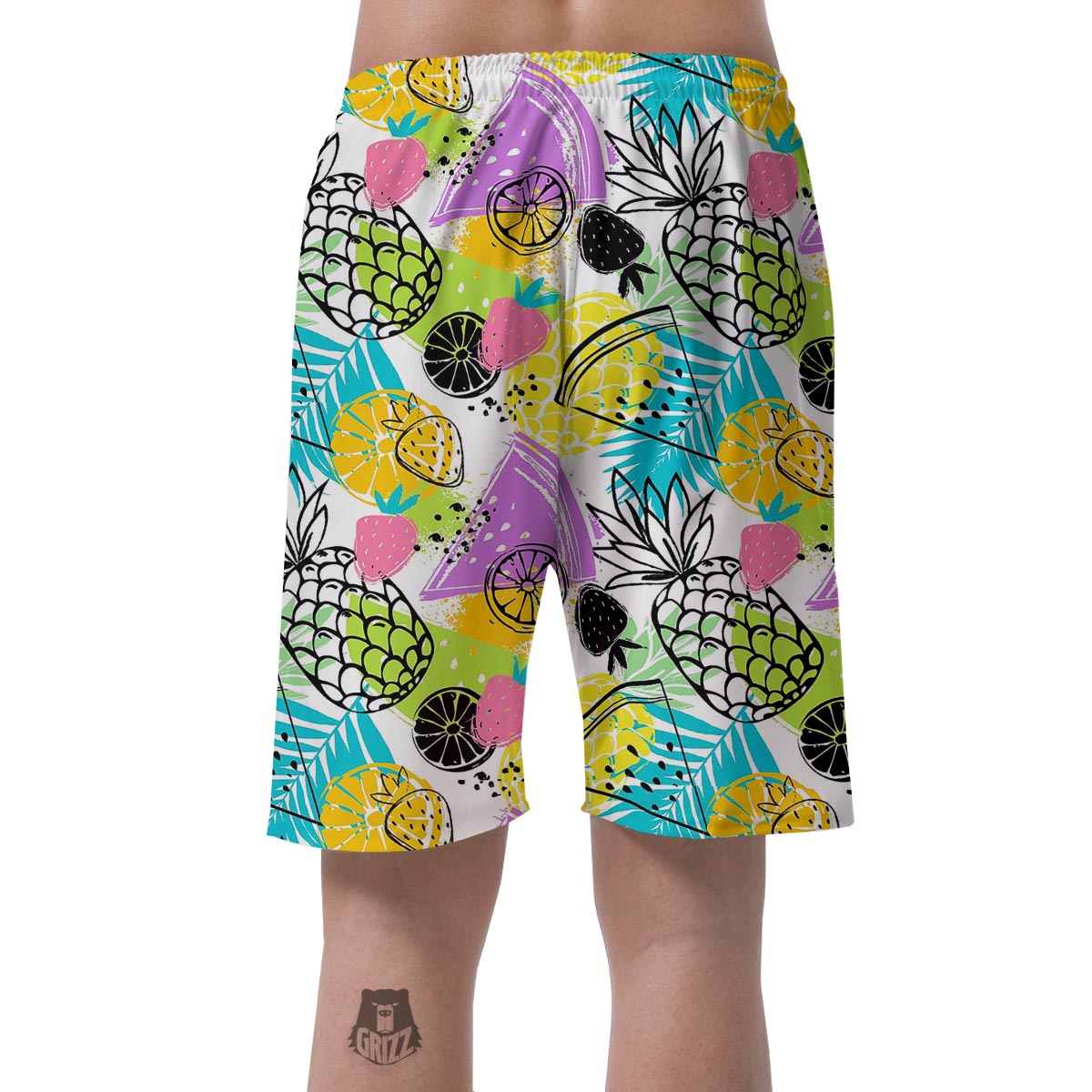 Colorful Mix Fruit Pineapple Hawaiian Print Men's Shorts-grizzshop