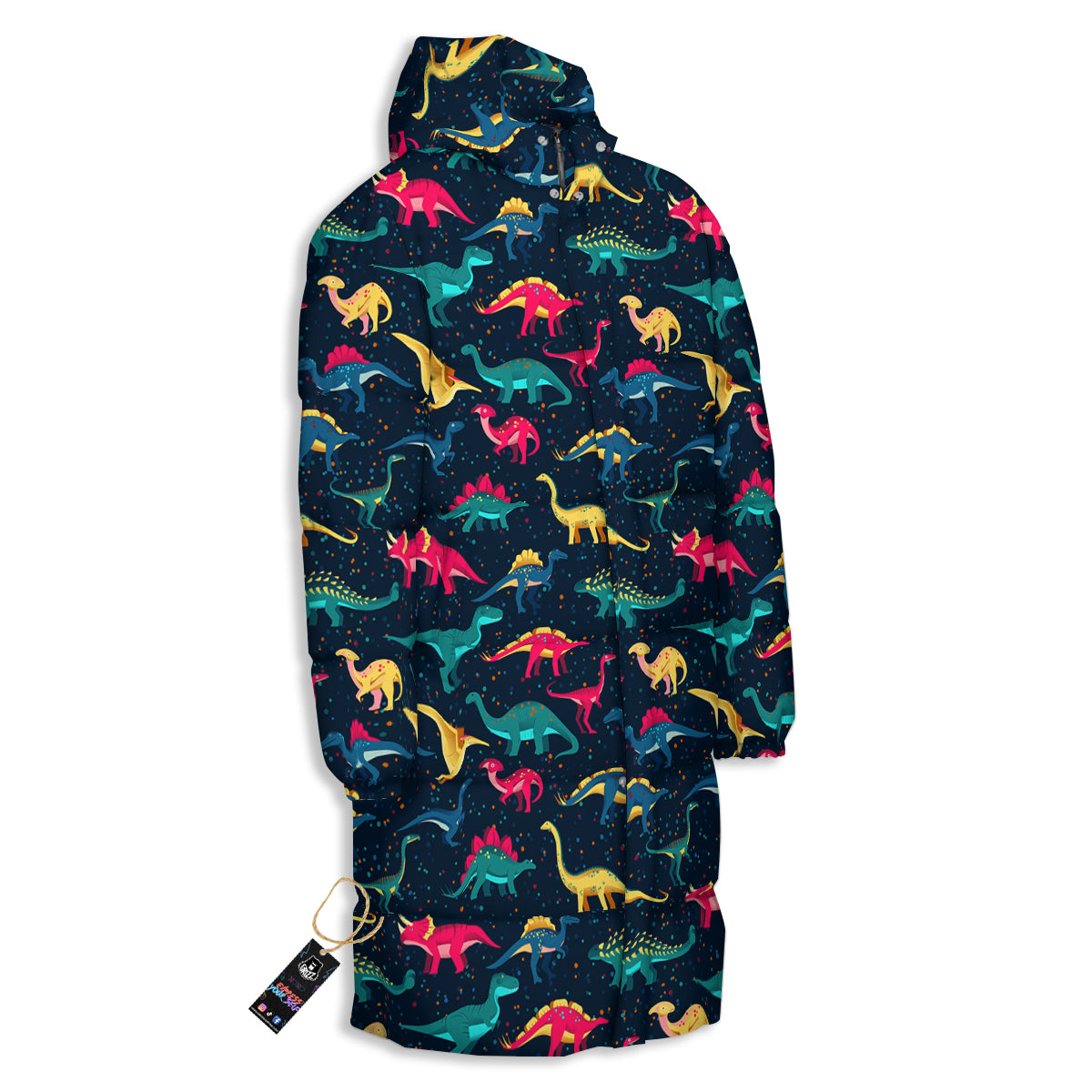 Colorful Cute Dinosaurs Print Pattern Long Down Jacket