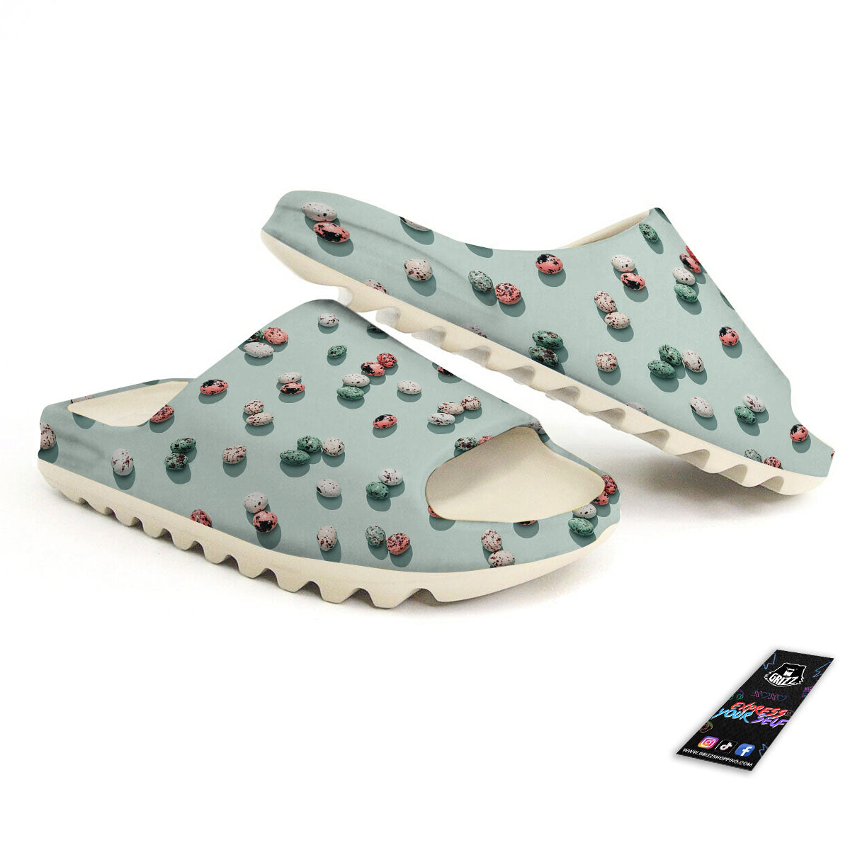 Colorful Pile Of Easter Eggs Print Pattern Sandals-grizzshop