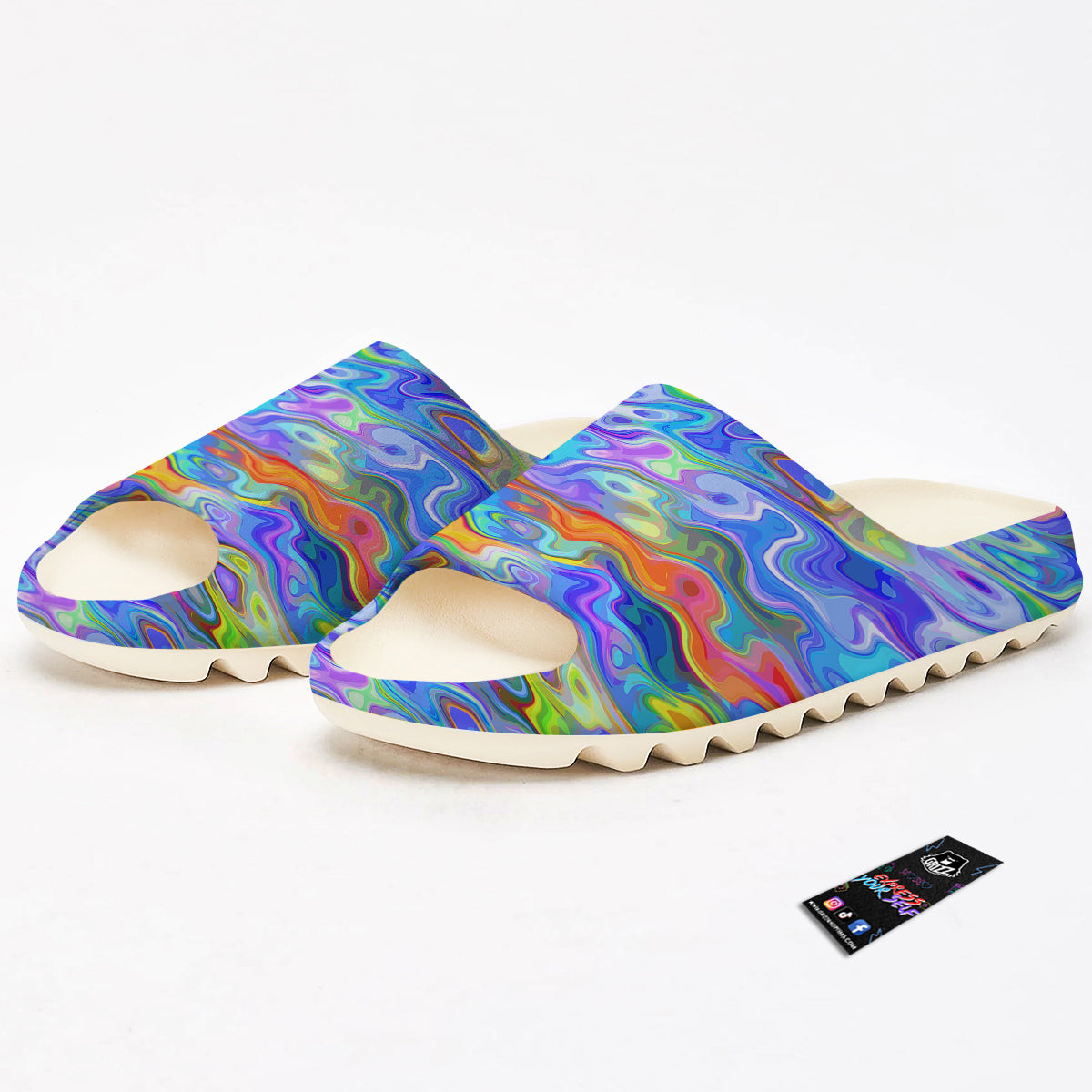 Colorful Tie Dye Wavy Hippie Print Sandals-grizzshop