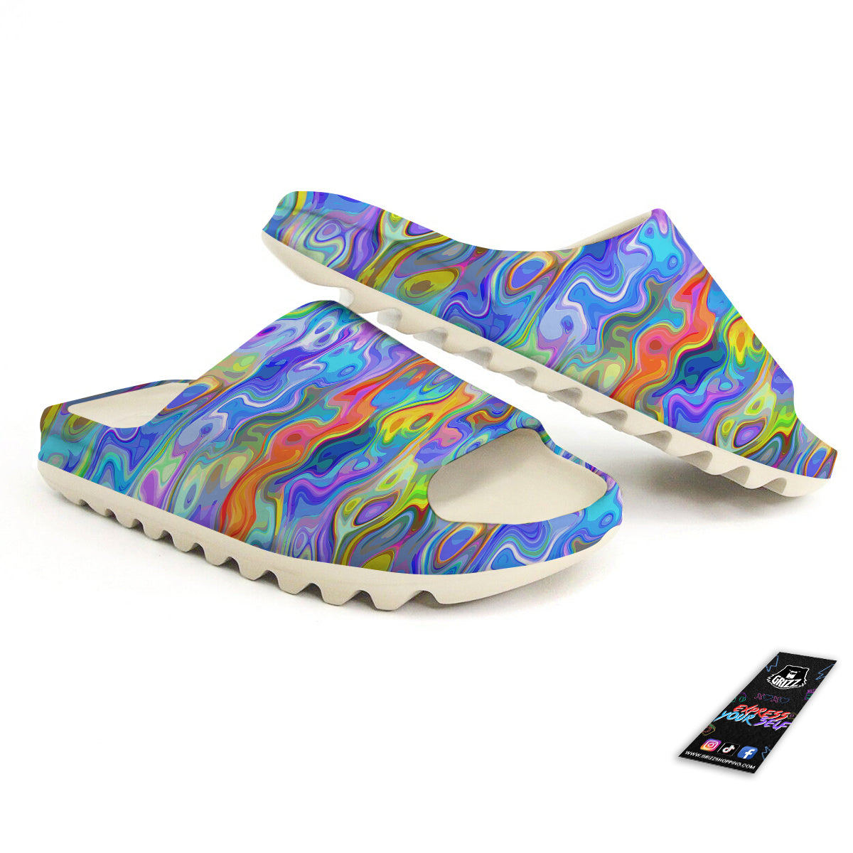 Colorful Tie Dye Wavy Hippie Print Sandals-grizzshop