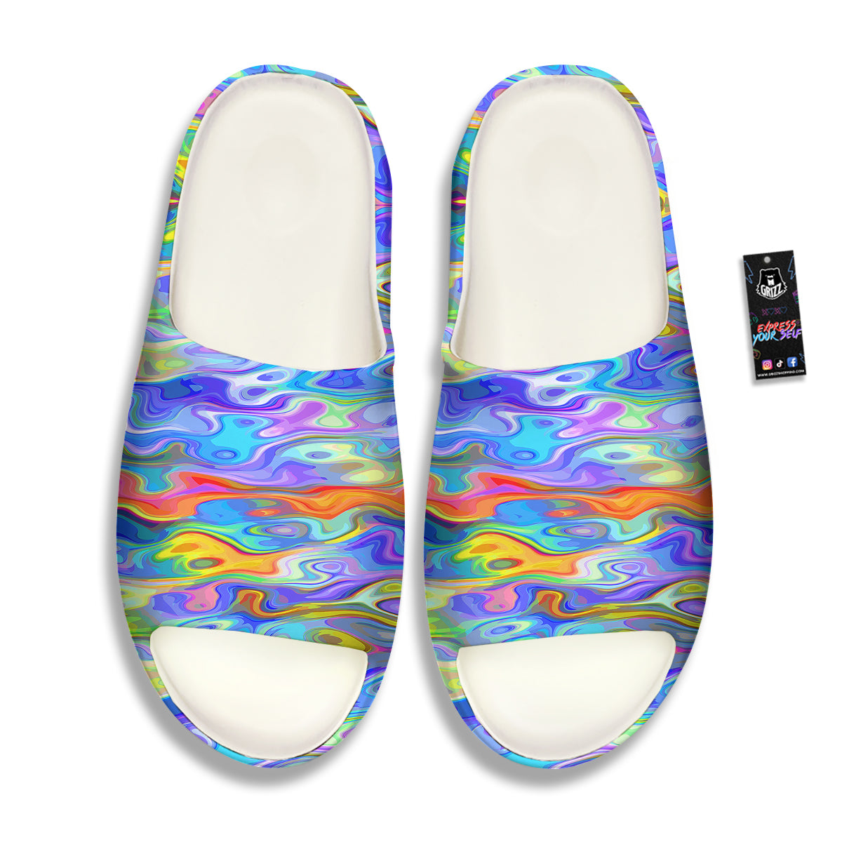 Colorful Tie Dye Wavy Hippie Print Sandals-grizzshop