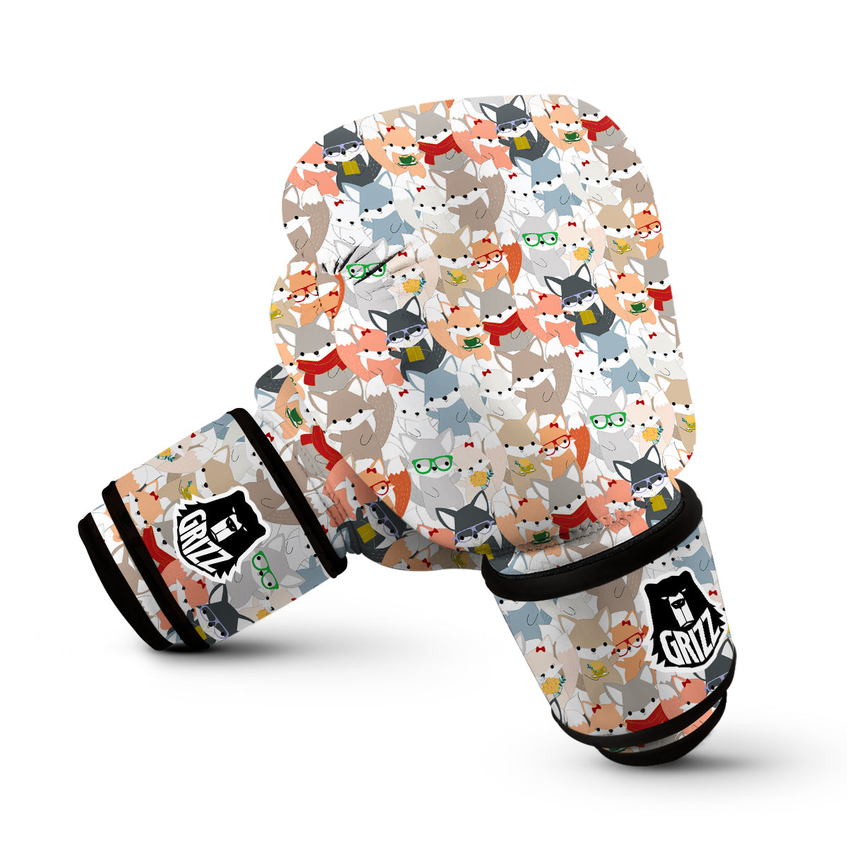 Colorul Fox Pattern Print Boxing Gloves-grizzshop