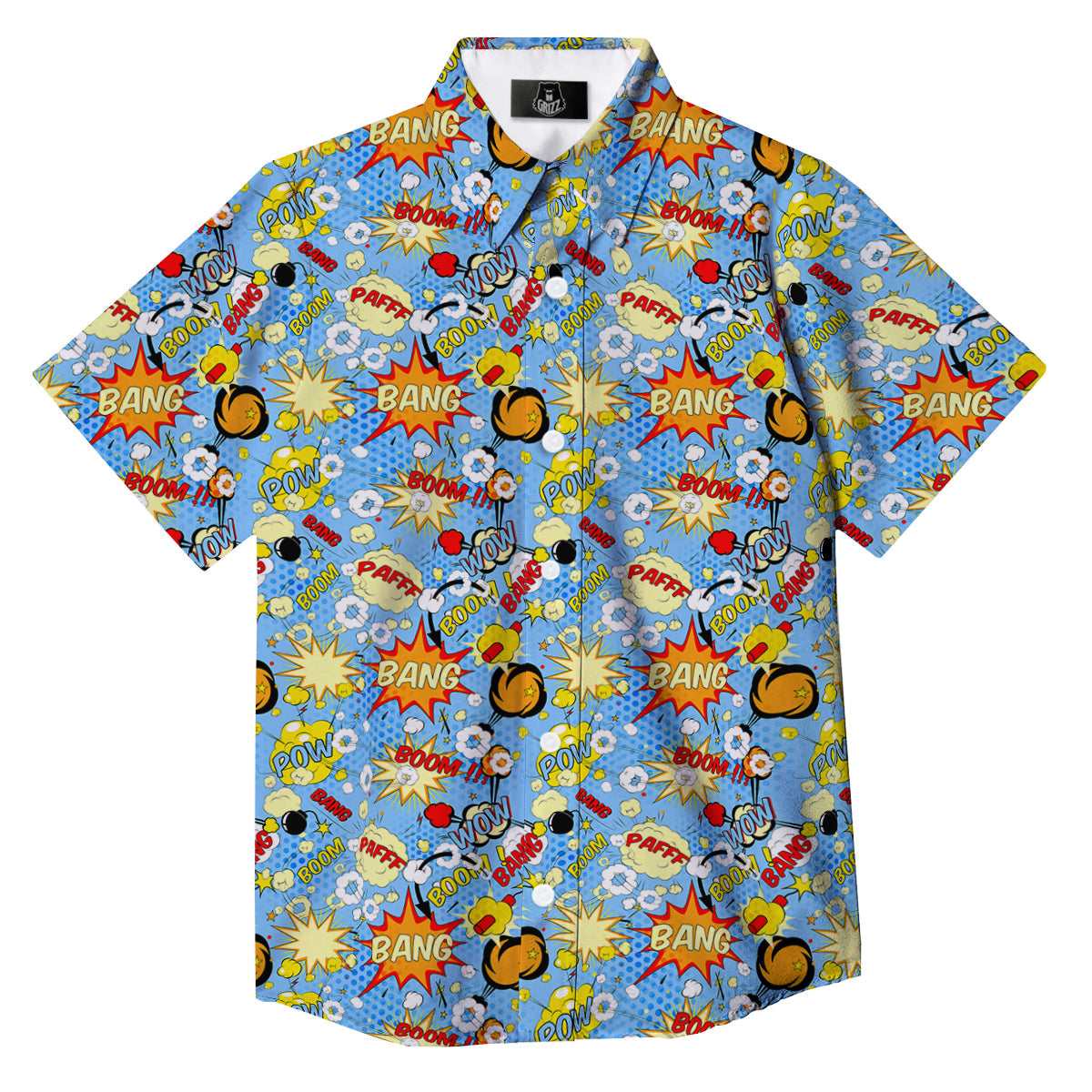 Comic Book Speech Bubbles Print Pattern Button Up Shirt-grizzshop