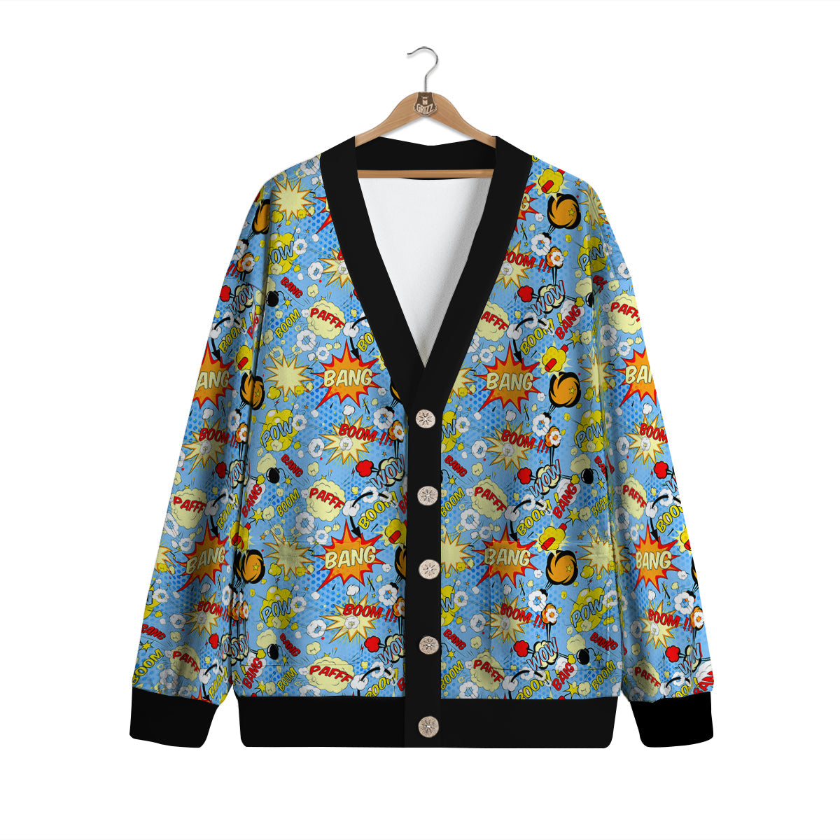 Comic Book Speech Bubbles Print Pattern Cardigan-grizzshop