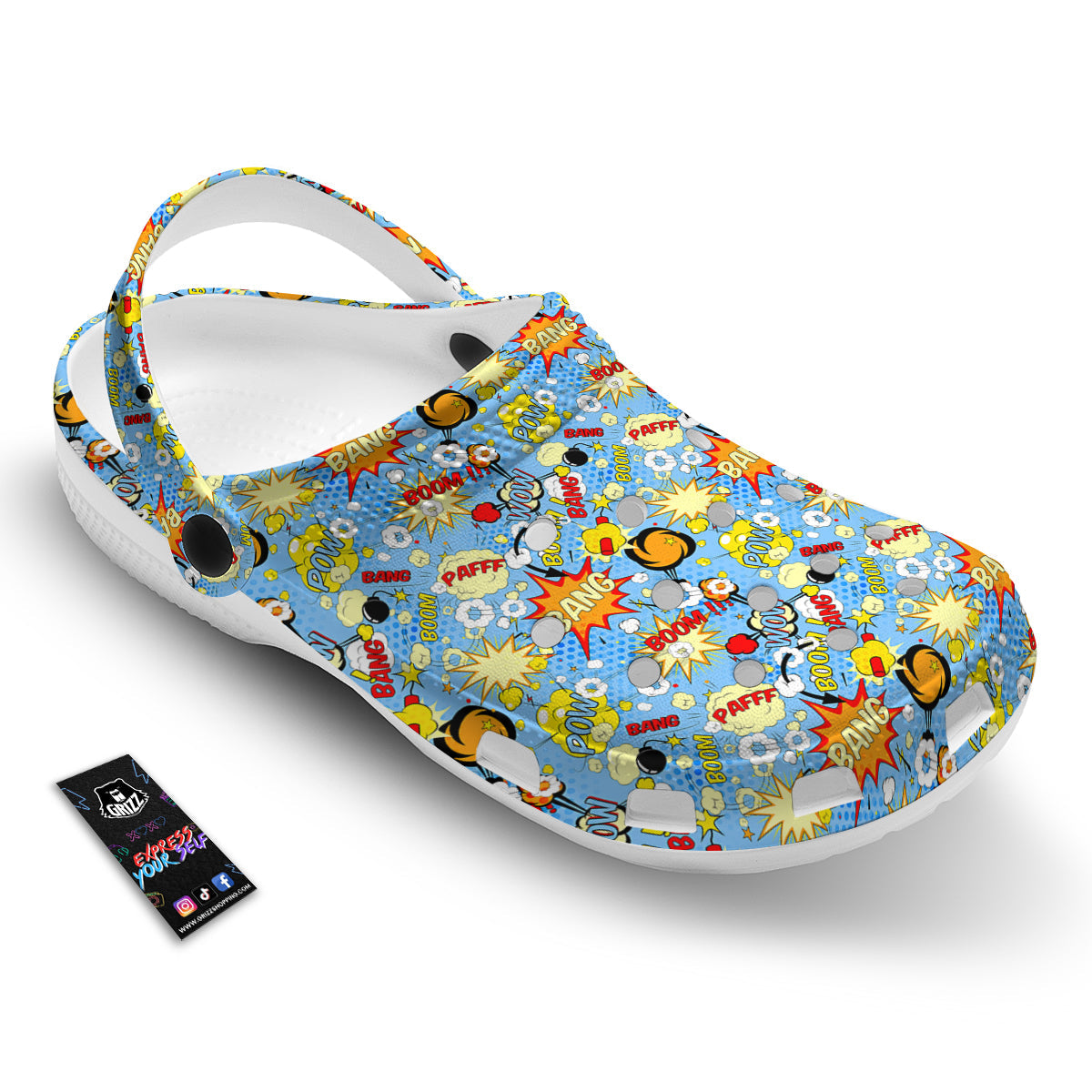 Comic Book Speech Bubbles Print Pattern Clog-grizzshop